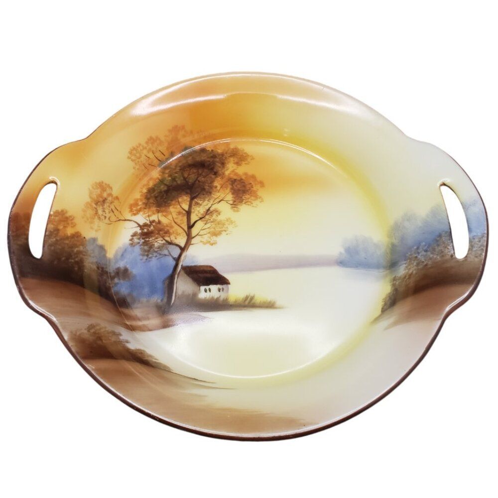 Noritake Tree In The Meadow Bowl W/Handles Serving Relish Dish Japan 1910s 1920s